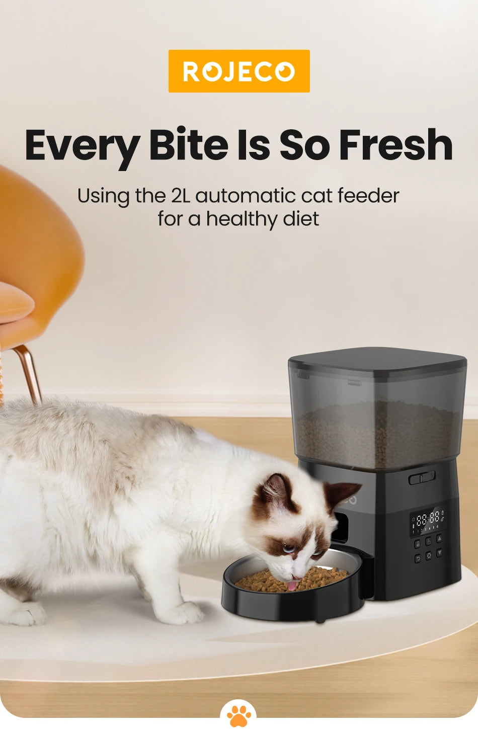 ROJECO Smart Automatic Pet Feeder