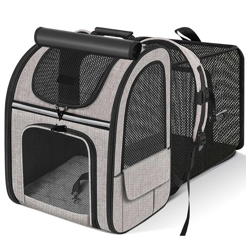 Expandable Cat Carrier Backpack โ Breathable Mesh Pet Travel Backpack with Sunshade
