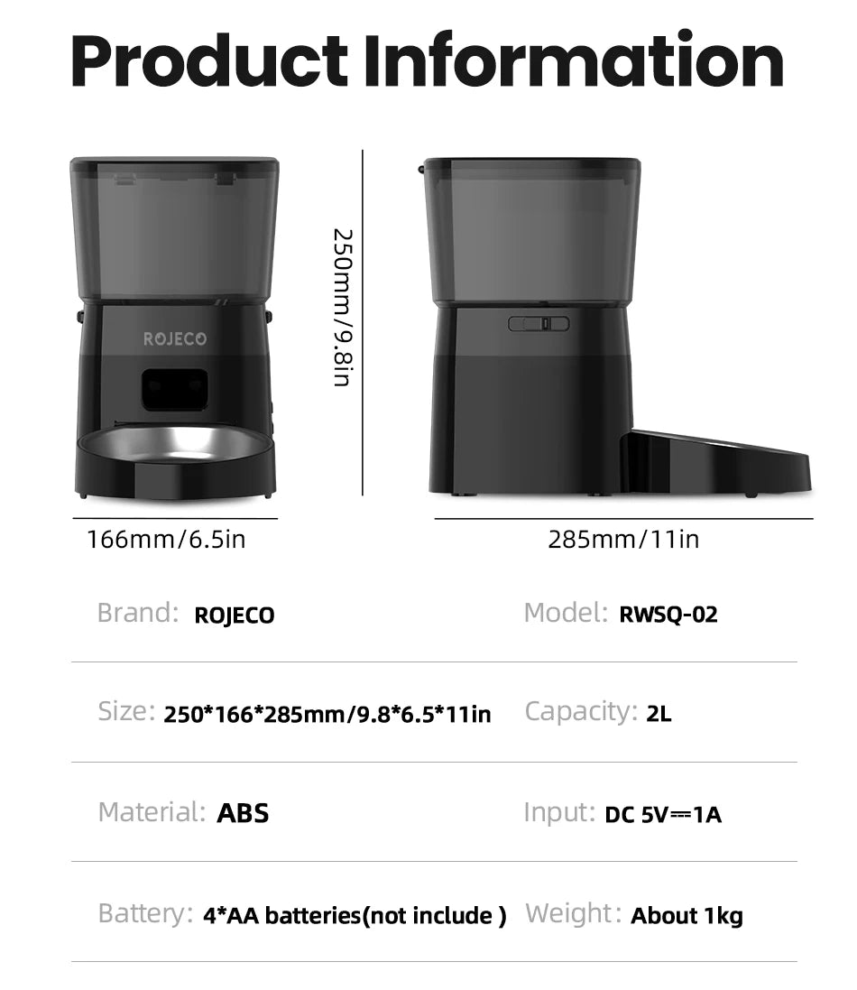 ROJECO Smart Automatic Pet Feeder