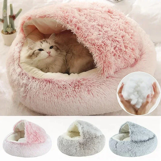 2 in 1 Winter Soft Plush Pet Bed with Cover Round pet Bed