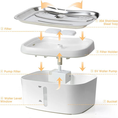 Pawvaluxe Diamond Crystal Fountain – App-Controlled Smart Pet Water Fountain with Filter